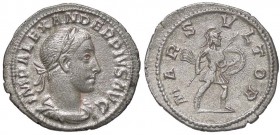 ROMANE IMPERIALI - Alessandro Severo (222-235) - Denario - Busto laureato e drappeggiato a d. /R Marte andante a d. con lancia e scudo C. 161; RIC 246...