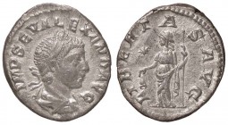 ROMANE IMPERIALI - Alessandro Severo (222-235) - Denario - Busto laureato e drappeggiato a d. /R La Libertà stante a s. con berretto e scettro, nel ca...