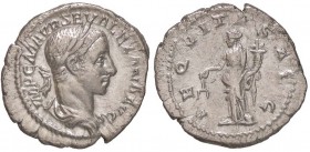 ROMANE IMPERIALI - Alessandro Severo (222-235) - Denario - Busto laureato e drappeggiato a d. /R L'Equità stante a s. con bilancia e cornucopia C. 9; ...