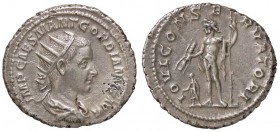 ROMANE IMPERIALI - Gordiano III (238-244) - Antoniniano - Busto radiato e drappeggiato a d. /R Giove stante a s. con fulmine e scettro; ai suoi piedi,...