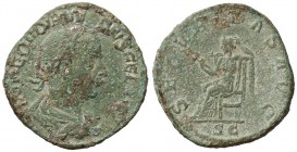 ROMANE IMPERIALI - Gordiano III (238-244) - Sesterzio - Busto laureato e drappeggiato a d. /R La Sicurezza seduta a s. con scettro si sostiene la test...