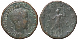 ROMANE IMPERIALI - Gordiano III (238-244) - Sesterzio - Busto laureato e drappeggiato a d. /R Marte stante a s. con ramo d'ulivo e lancia; ai suoi pie...