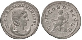 ROMANE IMPERIALI - Otacilia Severa (moglie di Filippo I) - Antoniniano - Busto diademato a d. su crescente /R La Concordia seduta a s. con patera e do...