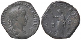 ROMANE IMPERIALI - Filippo II (247-249) - Sesterzio - Busto laureato e drappeggiato a d. /R La Pace stante a s. con ramo d'ulivo e scettro trasversale...