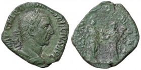ROMANE IMPERIALI - Traiano Decio (249-251) - Sesterzio - Busto laureato e corazzato a d. /R Le Pannonie stanti, ognuna con insegna militare C. 87 (AE ...
