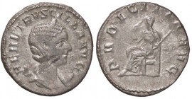 ROMANE IMPERIALI - Erennia Etruscilla (moglie di Traiano Decio) - Antoniniano - Busto diademato a d. su crescente /R Il Pudore seduto a s. si alza il ...
