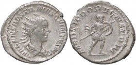 ROMANE IMPERIALI - Ostiliano (251) - Antoniniano - Busto radiato e drappeggiato a d. /R Marte andante a d. con lancia e scudo C. 15; RIC 77b (AG g. 4,...