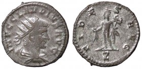 ROMANE IMPERIALI - Claudio II (268-270) - Antoniniano - Busto radiato e drappeggiato a d. /R Mercurio a s. con borsa e caduceo C. 83 (MI g. 3,72)
qBB...