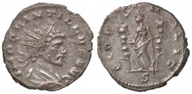 ROMANE IMPERIALI - Quintillo (270) - Antoniniano (Mediolanum) - Busto radiato e corazzato a d. /R La Fedeltà stante a s. tra due insegne militari, S i...
