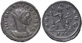 ROMANE IMPERIALI - Aureliano (270-275) - Antoniniano - Busto radiato e corazzato a d. /R Il Sole stante a s. con globo e la mano d. alzata, ai suoi pi...