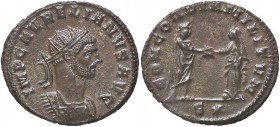ROMANE IMPERIALI - Aureliano (270-275) - Antoniniano - Busto radiato e corazzato a d. /R Aureliano e Severina affrontati si danno la mano, in esergo S...