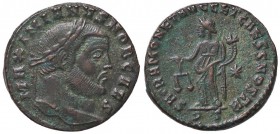 ROMANE IMPERIALI - Galerio Massimiano (305-311) - Follis (Ticinum) - Testa laureata a d. /R La Moneta stante a s. con bilancia e cornucopia C. 188 (MI...