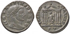 ROMANE IMPERIALI - Massenzio (306-312) - Follis (Ticinum) - Busto laureato, drappeggiato e corazzato a d. /R Roma di fronte seduta entro tempio esasti...