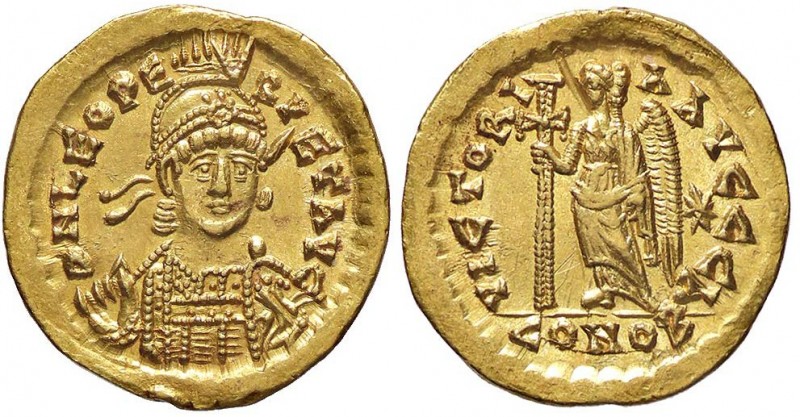 ROMANE IMPERIALI - Leone I (457-473) - Solido (Costantinopoli) - Busto diademato...