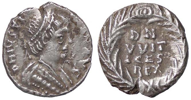 BARBARICHE - OSTROGOTI - Vitige (536-540) - Mezza siliqua (a nome di Giustiniano...