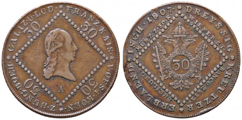 ESTERE - AUSTRIA - Francesco I Imperatore (1806-1835) - 30 Kreuzer 1807 A Kr. 21...