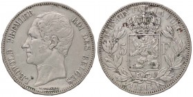 ESTERE - BELGIO - Leopoldo I (1831-1865) - 5 Franchi 1865 Kr. 17 AG
BB/BB+