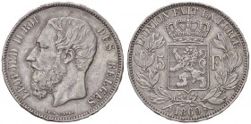 ESTERE - BELGIO - Leopoldo II (1865-1909) - 5 Franchi 1869 Kr. 24 AG Colpetto
BB
