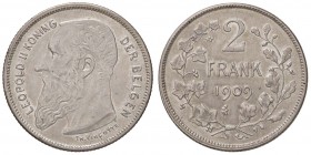 ESTERE - BELGIO - Leopoldo II (1865-1909) - 2 Franchi 1909 Kr. 59 AG
bello SPL
