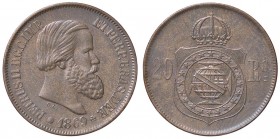 ESTERE - BRASILE - Pedro II (1831-1889) - 20 Reis 1869 Kr. 474 CU
SPL