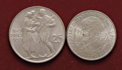ESTERE - CECOSLOVACCHIA - Repubblica - 25 Corone 1955 Kr. 43 AG Assieme a 10 corone 1957 - Lotto di 2 monete
FDC