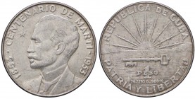 ESTERE - CUBA - Repubblica - Peso 1953 - Centenario di Jose Marti Kr. 29 AG
BB-SPL