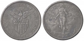 ESTERE - FILIPPINE - Repubblica - Peso 1907 S Kr. 172 AG Patina intensa
qSPL
