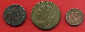 ESTERE - FRANCIA - Luigi XIV (1643-1715) - Liard 1658 E Kr. 192.6 R CU Assieme a 12 d. 1792 e centime 1850 - Lotto di 3 monete
qMB÷qBB