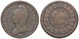 ESTERE - FRANCIA - Direttorio (1795-1799) - Decime AN 5 A Kr. 637.1; Gad. 187 R CU
qBB