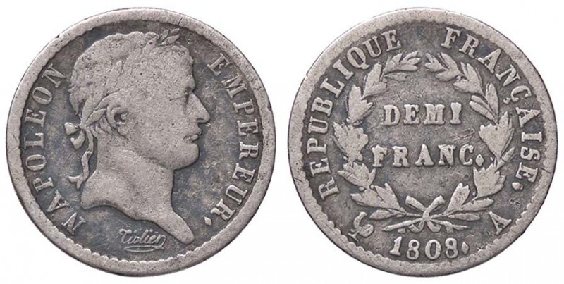 ESTERE - FRANCIA - Napoleone I, Imperatore (1804-1814) - Mezzo franco 1808 A Kr....
