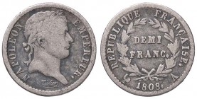 ESTERE - FRANCIA - Napoleone I, Imperatore (1804-1814) - Mezzo franco 1808 A Kr. 680.1 AG
MB