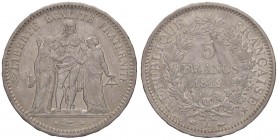 ESTERE - FRANCIA - Seconda Repubblica (1848-1852) - 5 Franchi 1849 A Kr. 756.1 AG Graffi al R/
SPL+/SPL