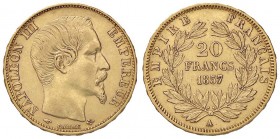 ESTERE - FRANCIA - Napoleone III (1852-1870) - 20 Franchi 1857 A - Testa nuda Kr. 781.1 (AU g. 6,42)
bello SPL