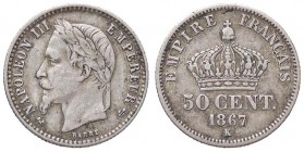 ESTERE - FRANCIA - Napoleone III (1852-1870) - 50 Centimes 1867 K Kr. 814.3 AG
BB