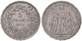 ESTERE - FRANCIA - Terza Repubblica (1870-1940) - 5 Franchi 1875 A Kr. 52.1 AG Colpetto
BB-SPL