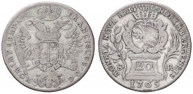 ESTERE - GERMANIA - NURNBERG - Città Libera - 20 Kreuzer 1765 Kr. 341.2 R MI
meglio di MB