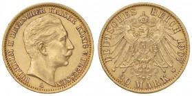 ESTERE - GERMANIA - PRUSSIA - Guglielmo II (1888-1918) - 20 Marchi 1907 A Kr. 521 AU
SPL
