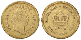ESTERE - GRAN BRETAGNA - Giorgio III (1760-1820) - Terzo di ghinea 1802 Spink 3739 (AU g. 2,78)
MB/qBB