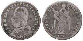 ZECCHE ITALIANE - BOLOGNA - Clemente XI (1700-1721) - Muraiola da 4 bolognini 1713 CNI 63; Munt. 190 Var. I R MI
MB