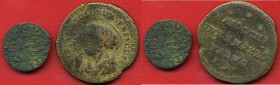 ZECCHE ITALIANE - FERMO - Pio VI (1775-1799) - Sampietrino 1797 CNI 24; Munt. 323 R CU Assieme a Ancona Paolo III quattrino - Lotto di 2 monete
MB