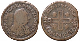 SAVOIA - Carlo Emanuele III (1730-1773) - 3 Cagliaresi 1741 Mont. 110 CU
meglio di MB