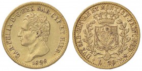 SAVOIA - Carlo Felice (1821-1831) - 20 Lire 1828 T (L) Pag. 56; Mont. 41 AU
BB-SPL
