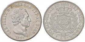 SAVOIA - Carlo Felice (1821-1831) - 5 Lire 1827 T Pag. 73; Mont. 63 AG
BB/qSPL
