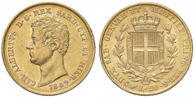 SAVOIA - Carlo Alberto (1831-1849) - 20 Lire 1849 T Pag. 209; Mont. 80 AU Segnetti al D/
qSPL/SPL