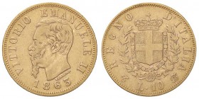 SAVOIA - Vittorio Emanuele II Re d'Italia (1861-1878) - 10 Lire 1863 T (18,5) Pag. 477; Mont. 155 AU Colpetto
qBB