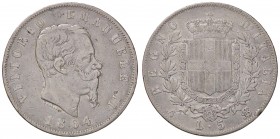 SAVOIA - Vittorio Emanuele II Re d'Italia (1861-1878) - 5 Lire 1864 N Pag. 485; Mont. 166 R AG
meglio di MB
