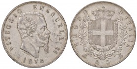 SAVOIA - Vittorio Emanuele II Re d'Italia (1861-1878) - 5 Lire 1874 M Pag. 498; Mont. 182 AG
SPL+