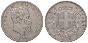 SAVOIA - Vittorio Emanuele II Re d'Italia (1861-1878) - 5 Lire 1874 M Pag. 498; Mont. 182 AG
BB-SPL