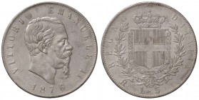 SAVOIA - Vittorio Emanuele II Re d'Italia (1861-1878) - 5 Lire 1876 R Pag. 501; Mont. 188 AG
qSPL