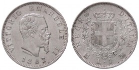 SAVOIA - Vittorio Emanuele II Re d'Italia (1861-1878) - Lira 1863 M Stemma Pag. 514; Mont. 204 AG
qSPL/SPL